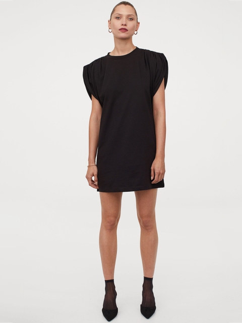 

H&M Women Black Solid Puff-Sleeved Dress