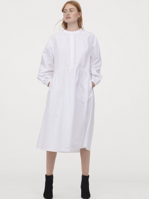 

H&M White Long-Sleeved Cotton Dress
