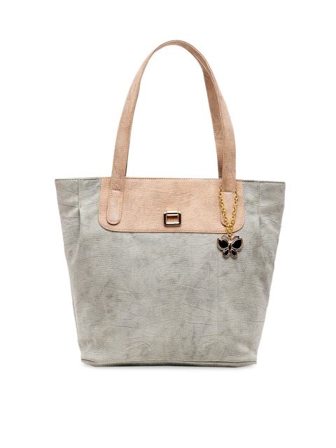 

Butterflies Grey & Beige Solid Handheld Bag