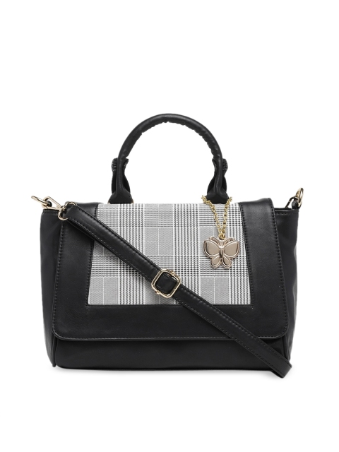 

Butterflies Black & Grey Checked Handheld Bag