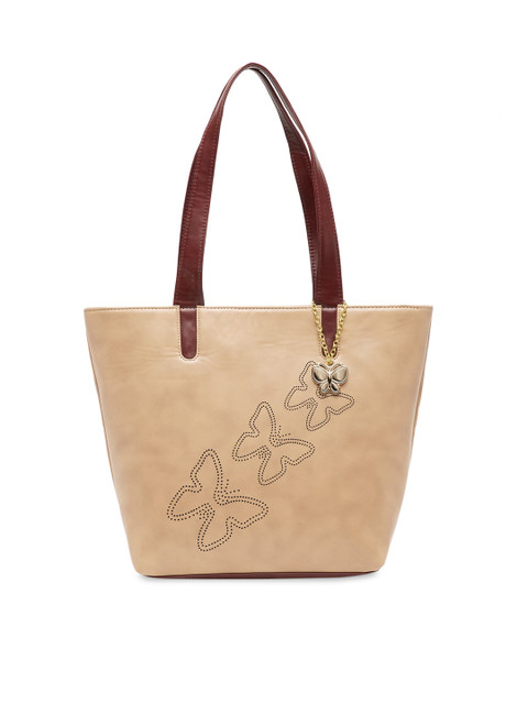 

Butterflies Beige & Maroon Textured Shoulder Bag