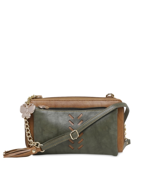 

Butterflies Tan & Green Textured Sling Bag