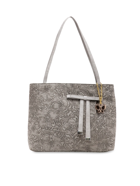 

Butterflies Grey Textured Shoulder Bag