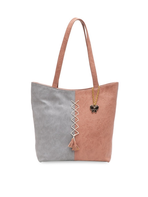 

Butterflies Peach-Coloured & Grey Colourblocked Shoulder Bag