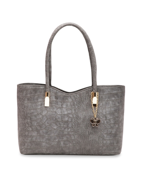 

Butterflies Grey Textured Shoulder Bag