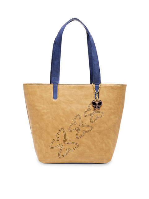 

Butterflies Beige & Blue Solid Tote Bag