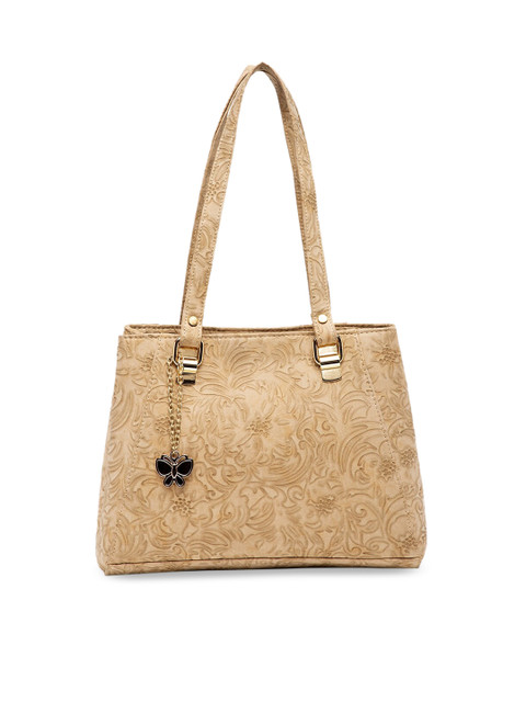 

Butterflies Beige Textured Shoulder Bag