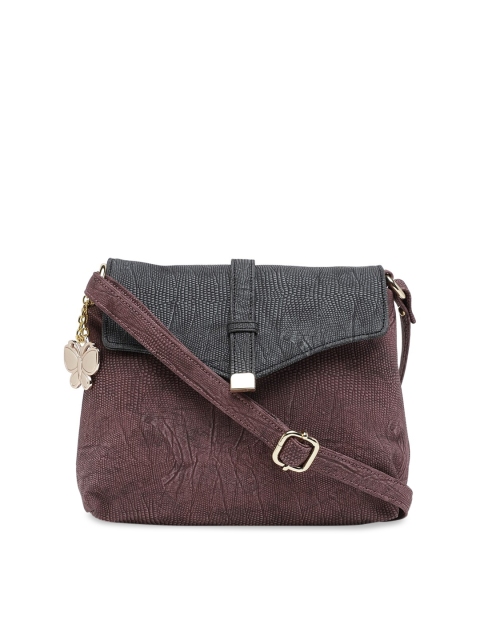 

Butterflies Maroon & Grey Colourblocked Sling Bag