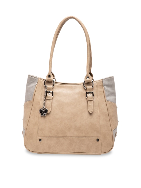 

Butterflies Beige & Grey Colourblocked Satchel