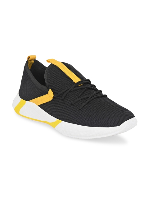 

Mactree Men Black & Yellow Colourblocked Sneakers