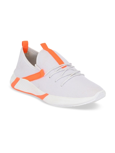 

Mactree Men White & Orange Colourblocked Sneakers