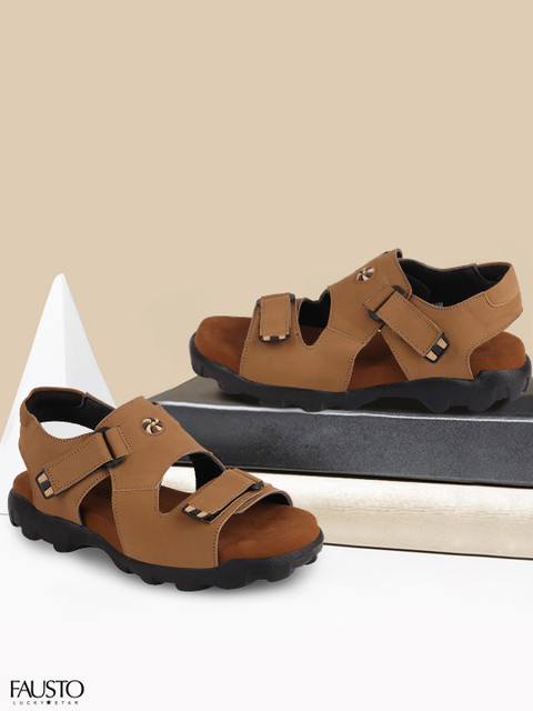 

FAUSTO Men Tan Brown Comfort Sandals