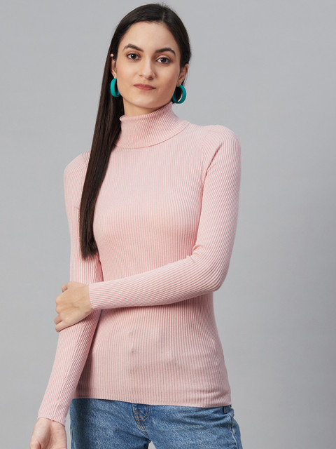 

Marks & Spencer Women Pink Ribbed Pullover Sweater