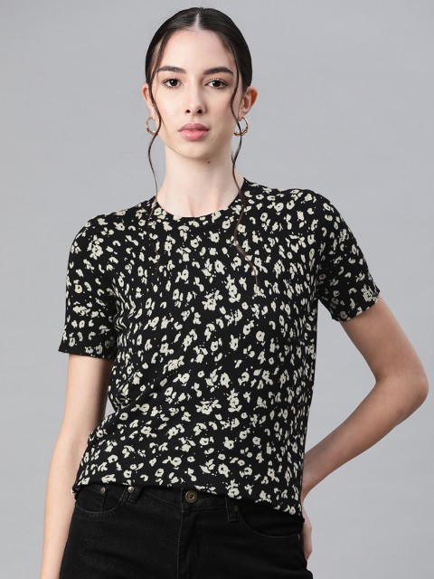 

Marks & Spencer Women Black Floral Printed Pullover