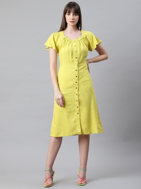 

Marks & Spencer Women Yellow Solid A-Line Dress