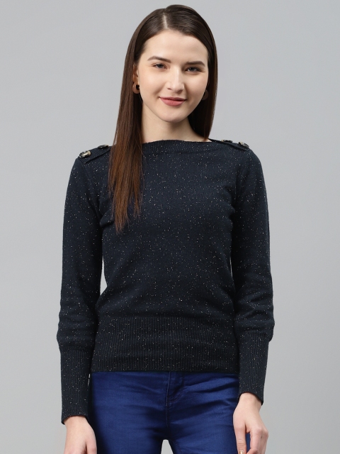 

Marks & Spencer Women Navy Blue Speckled Pullover