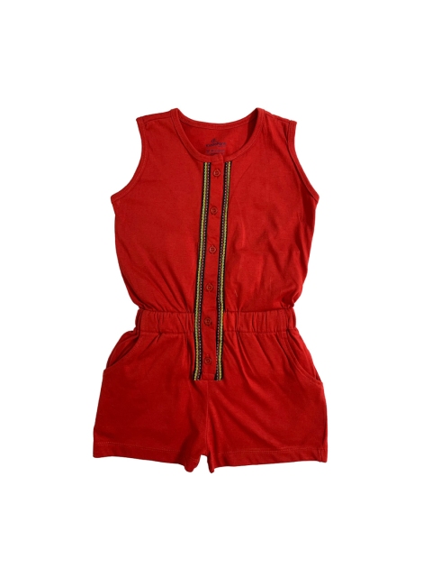 

KiddoPanti Girls Red Solid Playsuit
