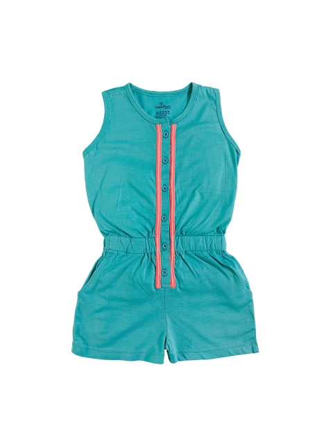 

KiddoPanti Girls Sea Green Solid Playsuit