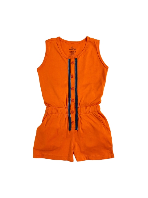 

KiddoPanti Girls Orange Solid Playsuit