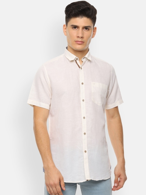 

Van Heusen Sport Men Cream-Coloured Slim Fit Solid Casual Shirt