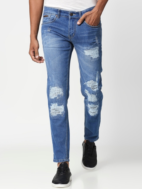 

BOLTS and BARRELS Men Blue Slim Fit Mid-Rise Highly Distressed Stretchable Jeans