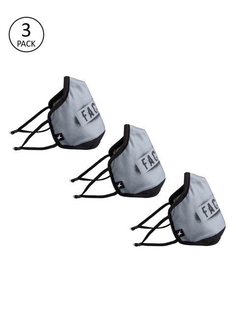 

Fastrack Adults Pack Of 3 Grey Printed 4-Ply Reusable Adjustable Outdoor Masks