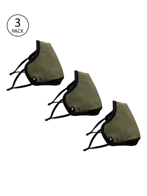 

Fastrack Unisex 3 Pcs Olive Green Solid 4-Ply Anti-Bacterial Reusable Outdoor Masks