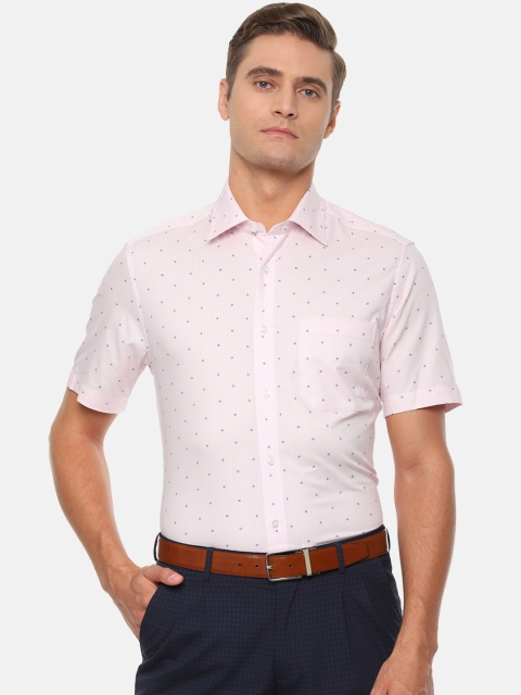 

Louis Philippe Men Pink Regular Fit Printed Formal Shirt