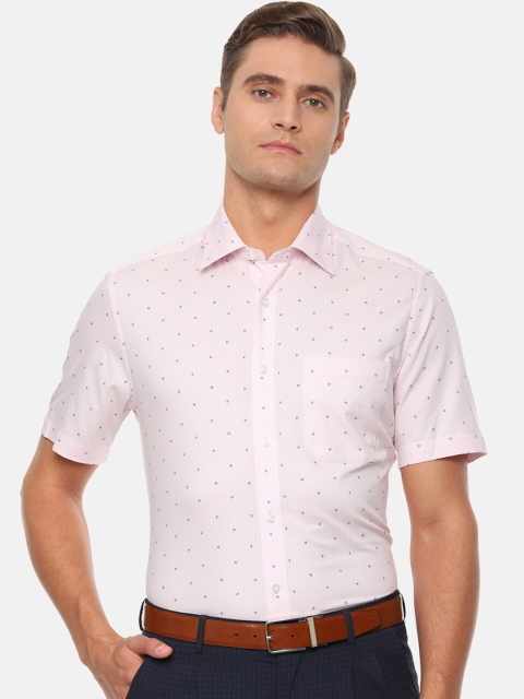 

Louis Philippe Men Pink Regular Fit Printed Formal Shirt