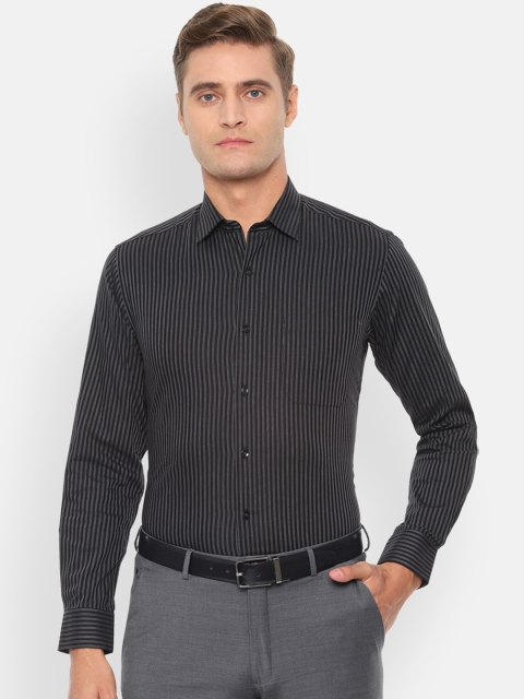 

Louis Philippe Men Black & White Slim Fit Striped Formal Shirt