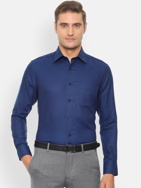 

Louis Philippe Men Navy Blue Regular Fit Self Design Formal Shirt