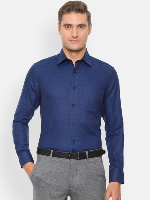 

Louis Philippe Men Navy Blue Regular Fit Self Design Formal Shirt