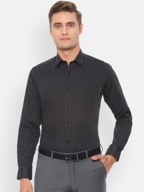 

Louis Philippe Men Black & White Slim Fit Striped Formal Shirt