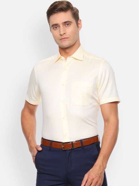 

Louis Philippe Men Yellow Regular Fit Self Design Formal Shirt