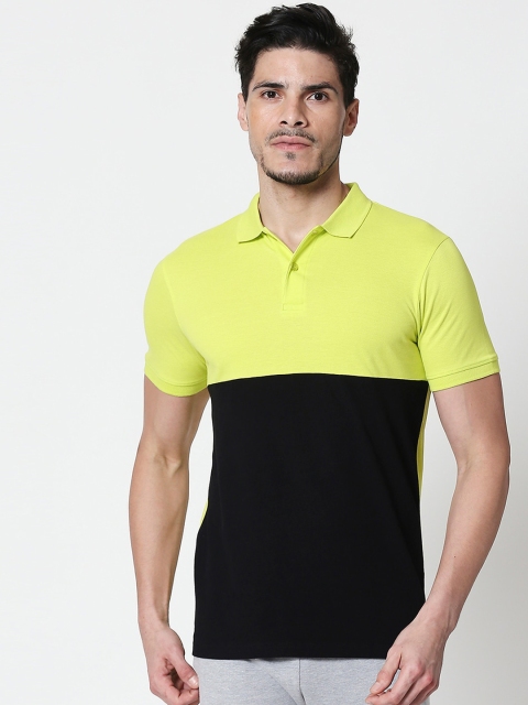 

Bewakoof Men Yellow & Black Colourblocked Polo Collar T-shirt
