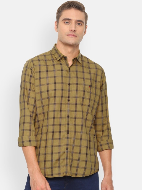 

Louis Philippe Sport Men Khaki & Purple Slim Fit Checked Casual Shirt
