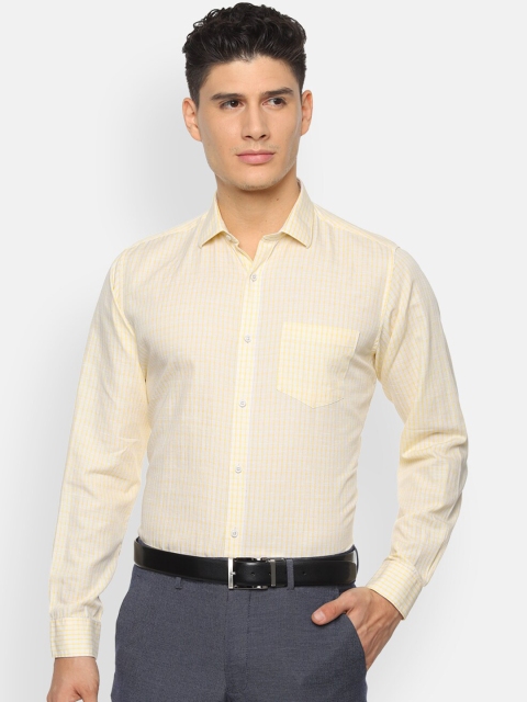 

Van Heusen Men Yellow Checked Formal Shirt