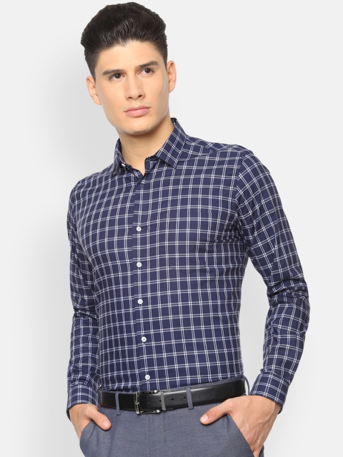 

Van Heusen Men Navy Blue & White Slim Fit Checked Formal Shirt