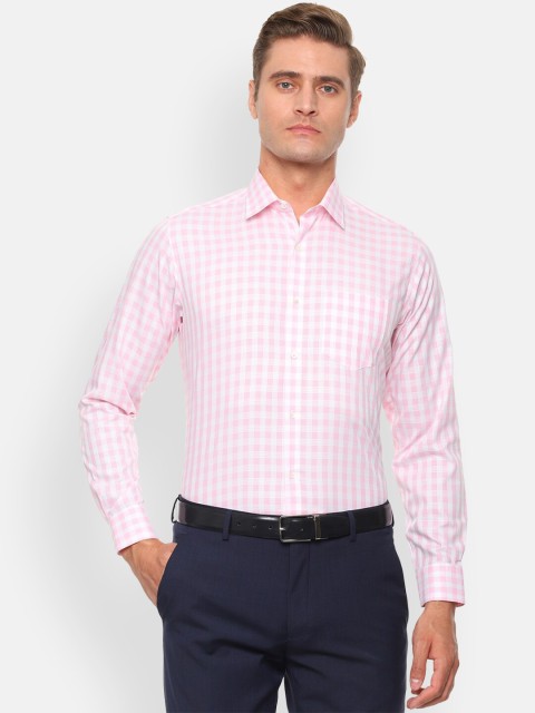 

Van Heusen Men Pink & Off-White Regular Fit Checked Formal Shirt