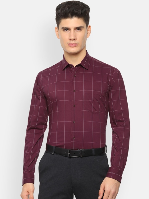 

Van Heusen Men Maroon & White Slim Fit Checked Formal Shirt