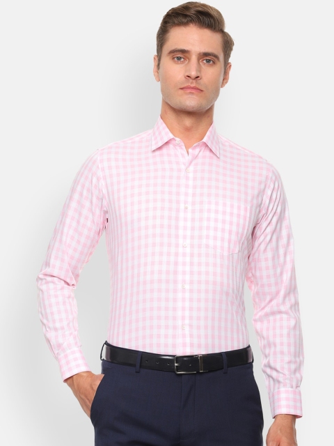 

Van Heusen Men Pink & White Regular Fit Checked Formal Shirt