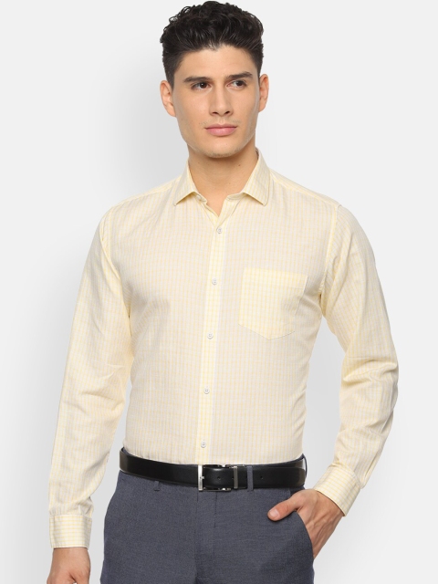 

Van Heusen Men Yellow & White Regular Fit Checked Formal Shirt