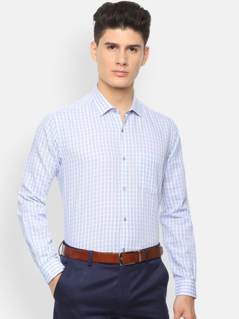 

Van Heusen Men Blue & White Regular Fit Checked Formal Shirt