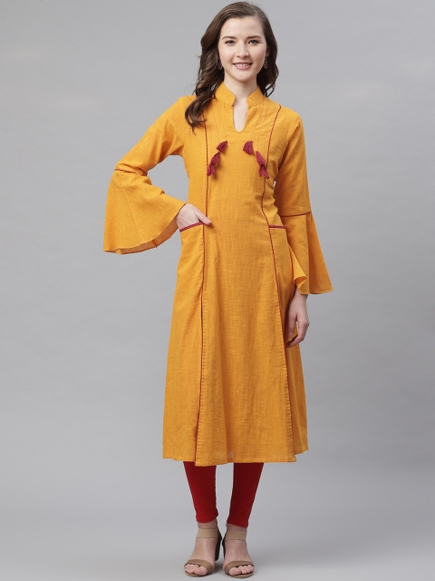 

Aprique FAB Women Mustard Yellow Solid A-Line Kurta