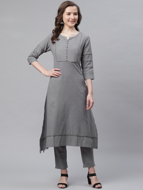 

Aprique FAB Women Grey Solid A-Line Kurta