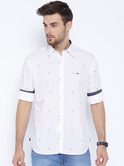 

V Dot by Van Heusen White Printed Slim Fit Casual Shirt