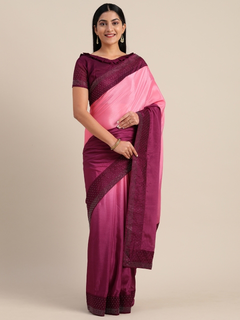 

Mitera Magenta & Pink Silk Blend Woven Design Saree