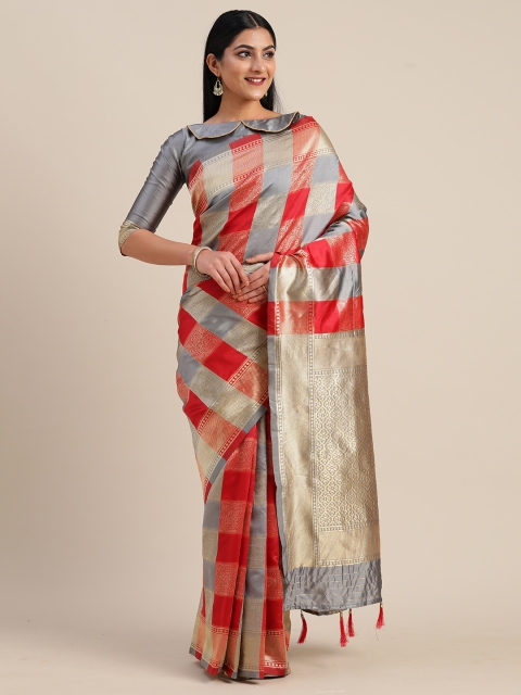 mitera grey woven design saree