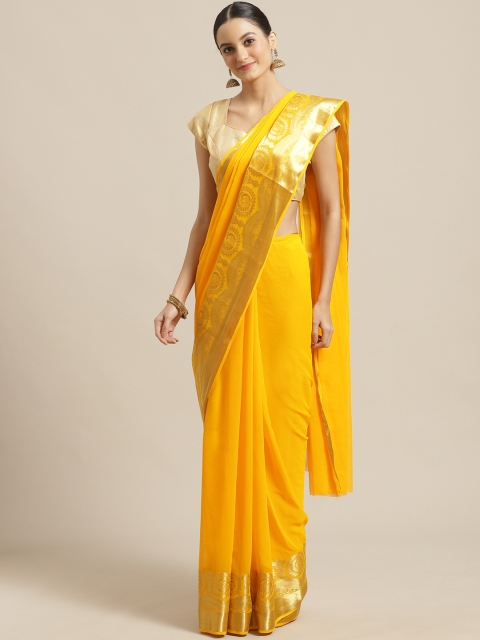 

Saree mall Yellow & Golden Solid Saree