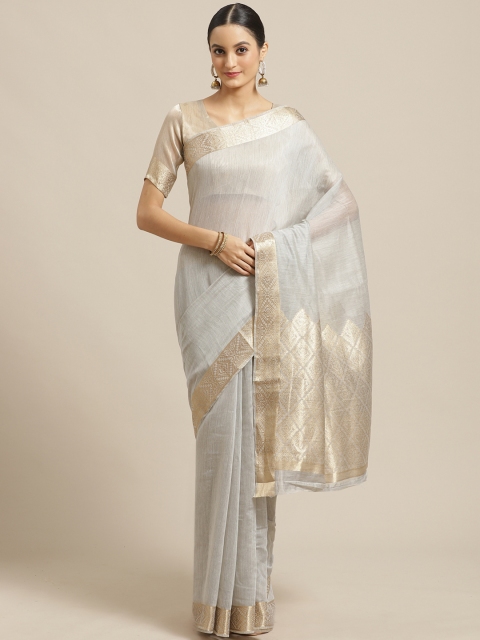 

Saree mall Grey & Golden Solid Saree